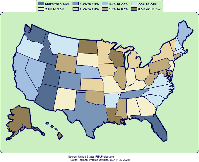 Real* Gross Domestic Product Growth by State